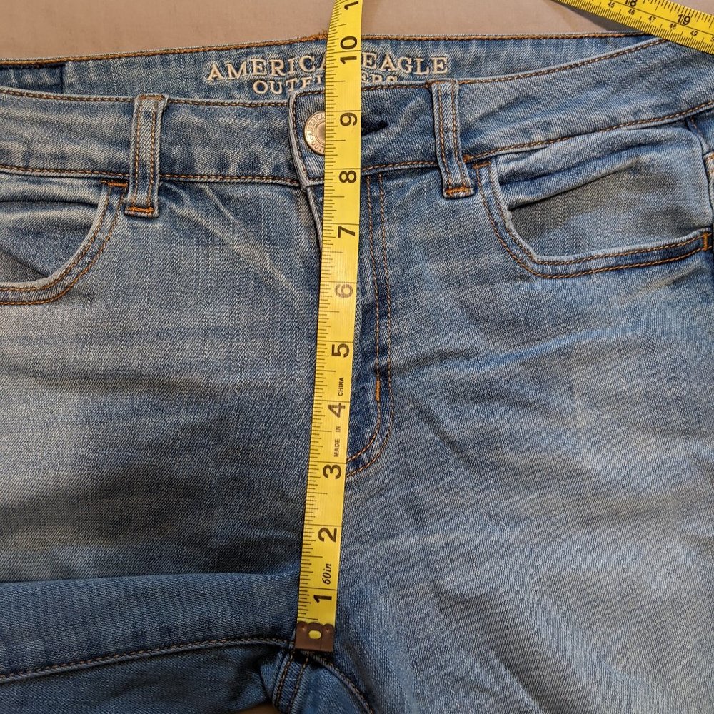 American Eagle Denim Jeggings Size 10 Short Super Stretch Light Medium Wash - Picture 9 of 16